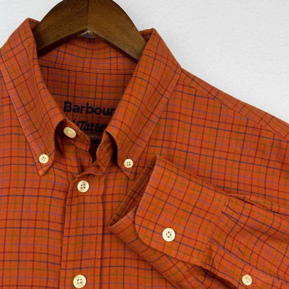 Barbour Field Tattersall Cotton Button Down Shirt Men's Large